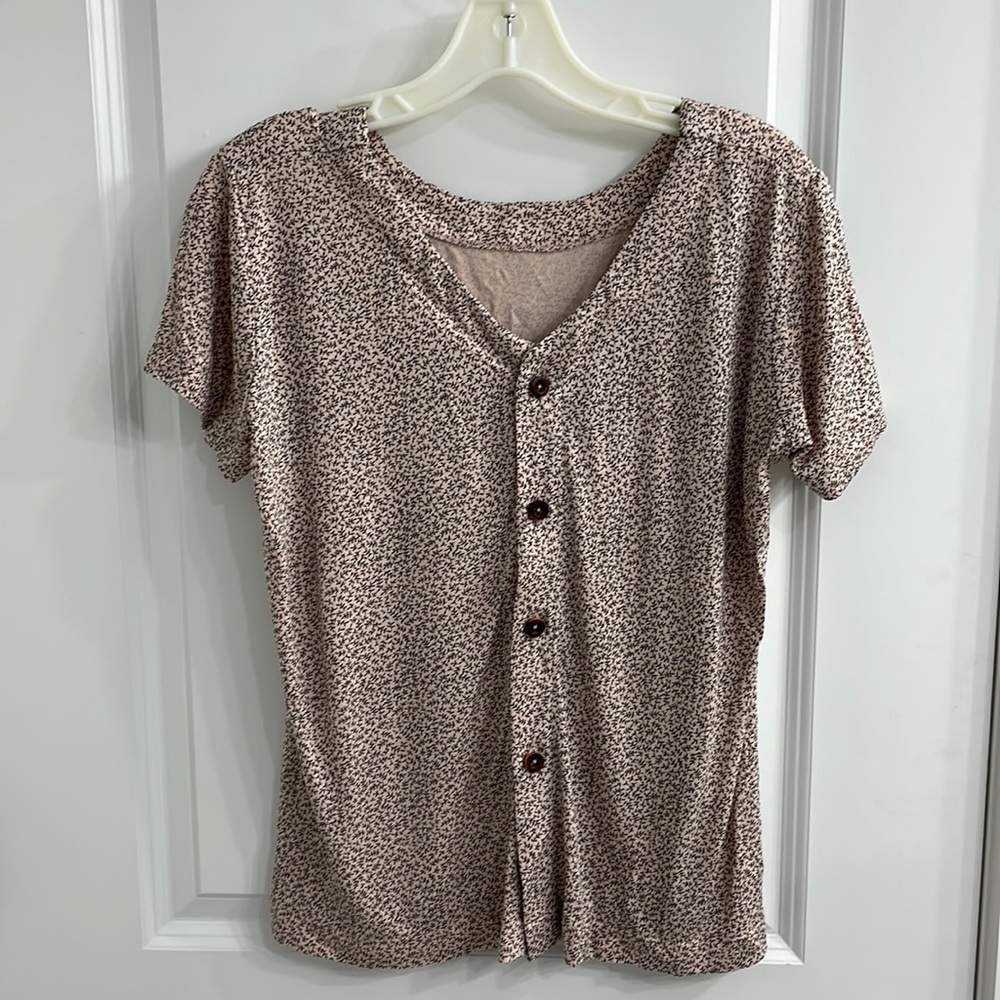 By Tavi button v neck short sleeve shirt